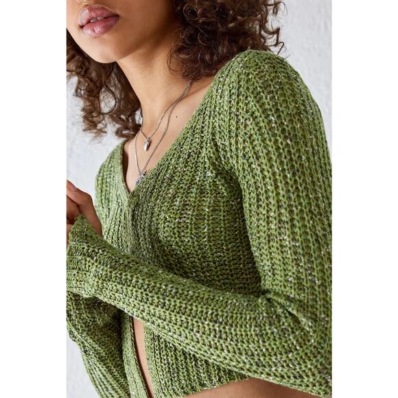 Urban Outfitters Kylie Knit Olive Green Cardigan Long Sleeve Hook Closure Sze XS - Picture 4 of 11